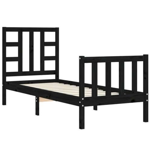 Okvir kreveta s uzglavljem crni jednokrevetni masivno drvo - Crna 75 x 190 cm Cijena