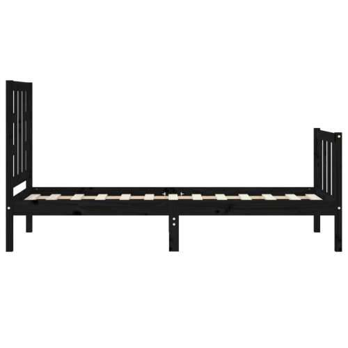Okvir kreveta s uzglavljem crni jednokrevetni masivno drvo - Crna 75 x 190 cm Cijena