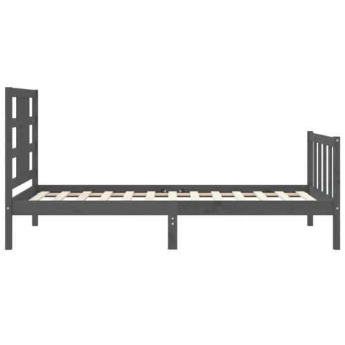 Okvir kreveta s uzglavljem sivi 90 x 190 cm od masivnog drva Cijena