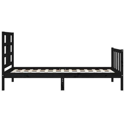 Okvir kreveta s uzglavljem crni 90 x 200 cm od masivnog drva Cijena