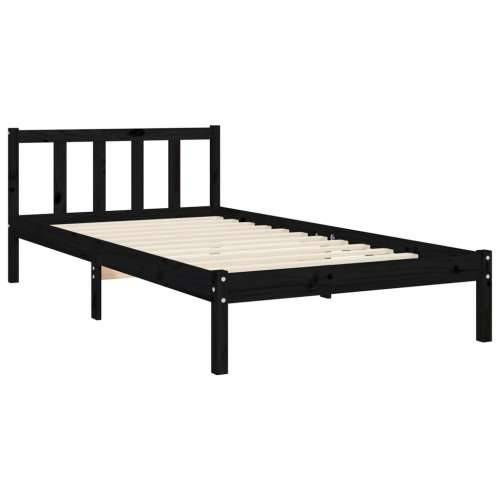 Okvir kreveta s uzglavljem crni 90 x 200 cm od masivnog drva Cijena