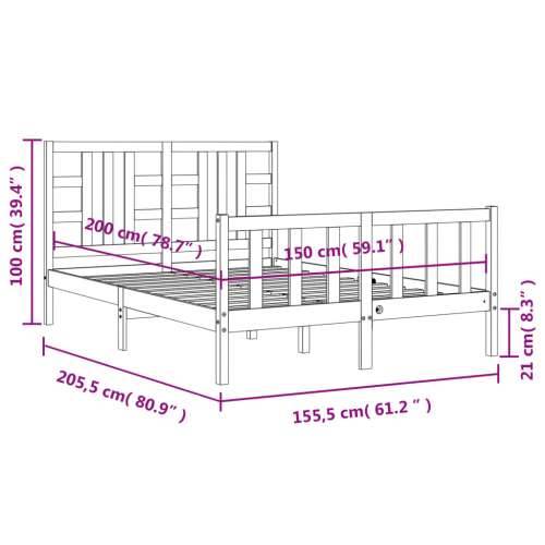 Okvir kreveta s uzglavljem bijeli bračni od masivnog drva - Bijela 150 x 200 cm Cijena
