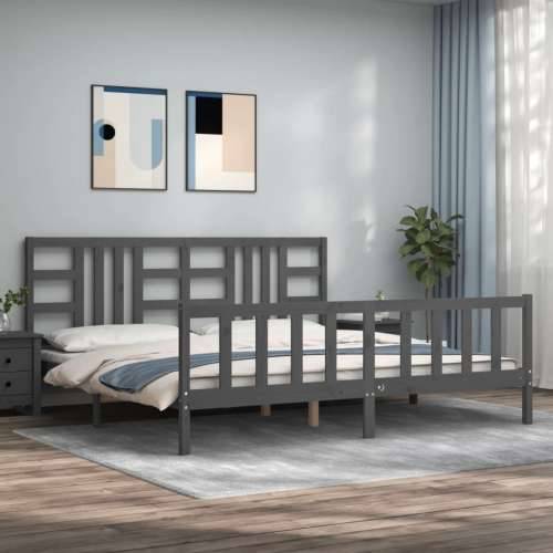 Okvir za krevet s uzglavljem sivi 200 x 200 cm od masivnog drva - Siva 200 x 200 cm Cijena