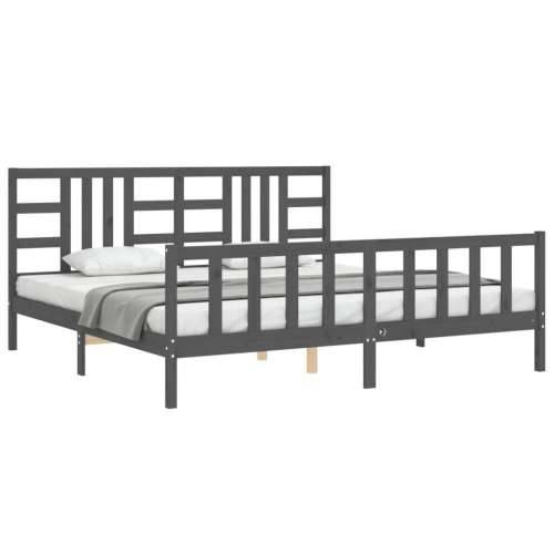 Okvir za krevet s uzglavljem sivi 200 x 200 cm od masivnog drva - Siva 200 x 200 cm Cijena