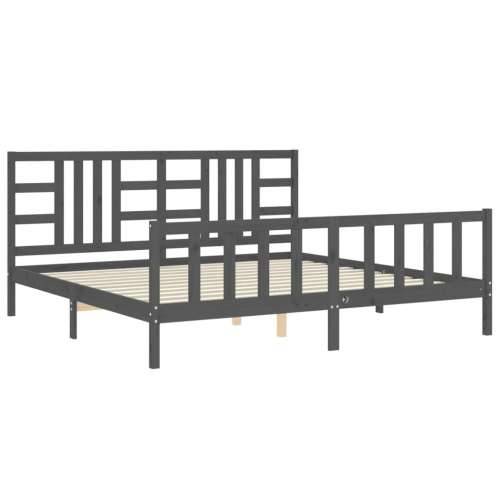 Okvir za krevet s uzglavljem sivi 200 x 200 cm od masivnog drva - Siva 200 x 200 cm Cijena