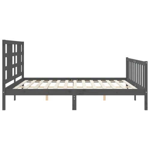 Okvir za krevet s uzglavljem sivi 200 x 200 cm od masivnog drva - Siva 200 x 200 cm Cijena