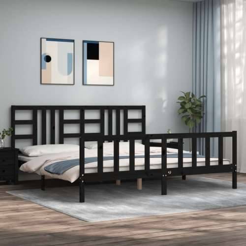 Okvir za krevet s uzglavljem crni 200 x 200 cm od masivnog drva - Crna 200 x 200 cm Cijena