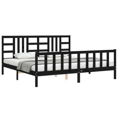 Okvir za krevet s uzglavljem crni 200 x 200 cm od masivnog drva - Crna 200 x 200 cm Cijena