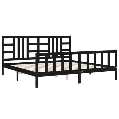 Okvir za krevet s uzglavljem crni 200 x 200 cm od masivnog drva - Crna 200 x 200 cm Cijena