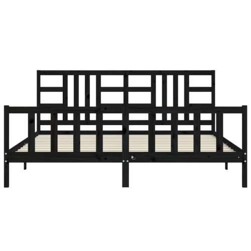 Okvir za krevet s uzglavljem crni 200 x 200 cm od masivnog drva - Crna 200 x 200 cm Cijena