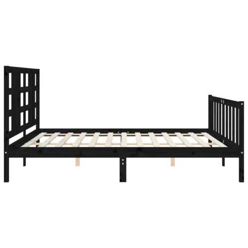 Okvir za krevet s uzglavljem crni 200 x 200 cm od masivnog drva - Crna 200 x 200 cm Cijena