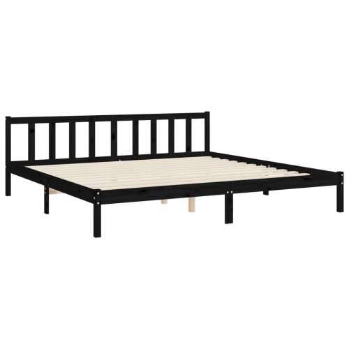 Okvir za krevet s uzglavljem crni 200 x 200 cm od masivnog drva - Crna 200 x 200 cm Cijena