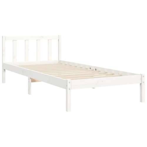 Okvir kreveta s uzglavljem bijeli za jednu osobu masivno drvo - Bijela 90 x 190 cm Cijena
