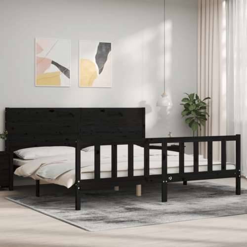 Okvir za krevet s uzglavljem crni 200 x 200 cm od masivnog drva - Crna 200 x 200 cm Cijena