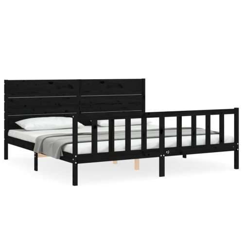 Okvir za krevet s uzglavljem crni 200 x 200 cm od masivnog drva - Crna 200 x 200 cm Cijena