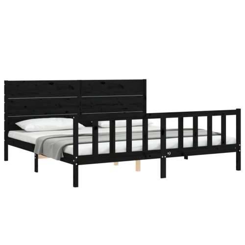 Okvir za krevet s uzglavljem crni 200 x 200 cm od masivnog drva - Crna 200 x 200 cm Cijena