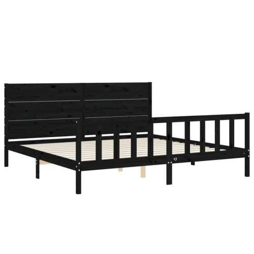 Okvir za krevet s uzglavljem crni 200 x 200 cm od masivnog drva - Crna 200 x 200 cm Cijena