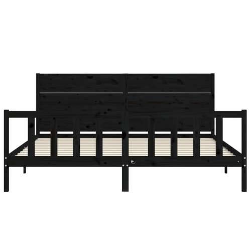 Okvir za krevet s uzglavljem crni 200 x 200 cm od masivnog drva - Crna 200 x 200 cm Cijena