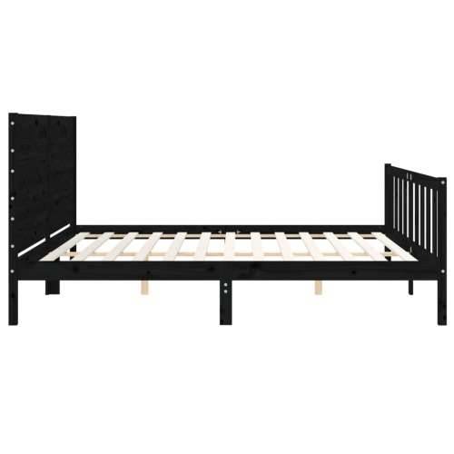 Okvir za krevet s uzglavljem crni 200 x 200 cm od masivnog drva - Crna 200 x 200 cm Cijena