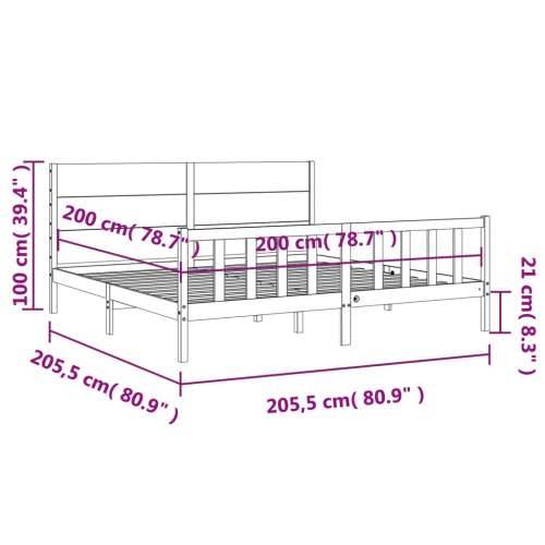 Okvir za krevet s uzglavljem crni 200 x 200 cm od masivnog drva - Crna 200 x 200 cm Cijena