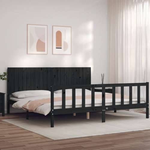 Okvir za krevet s uzglavljem crni 200 x 200 cm od masivnog drva - Crna 200 x 200 cm Cijena