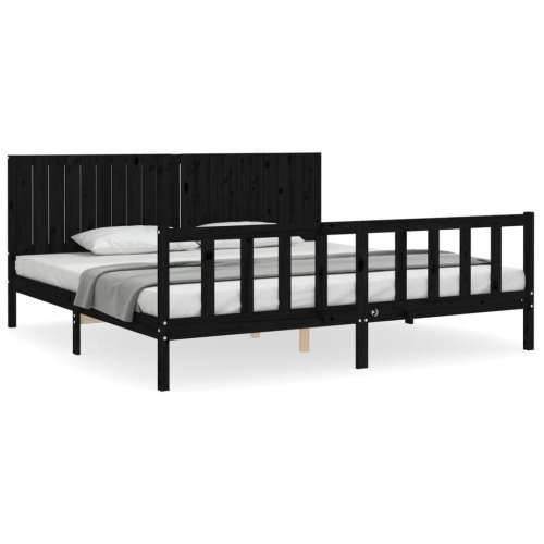 Okvir za krevet s uzglavljem crni 200 x 200 cm od masivnog drva - Crna 200 x 200 cm Cijena