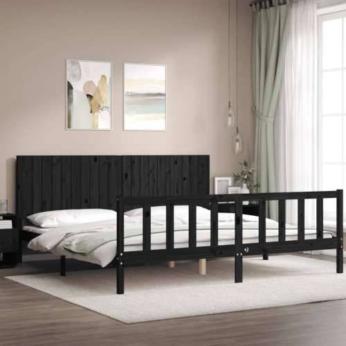 Okvir za krevet s uzglavljem crni 200 x 200 cm od masivnog drva - Crna 200 x 200 cm Cijena