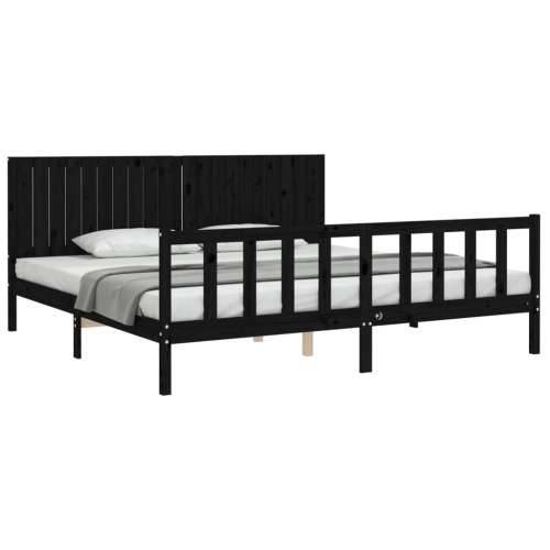 Okvir za krevet s uzglavljem crni 200 x 200 cm od masivnog drva - Crna 200 x 200 cm Cijena