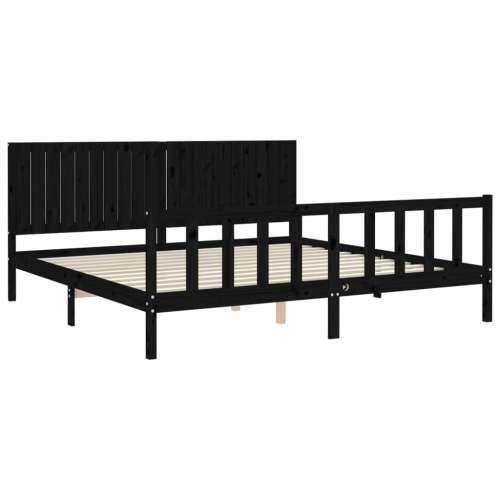 Okvir za krevet s uzglavljem crni 200 x 200 cm od masivnog drva - Crna 200 x 200 cm Cijena