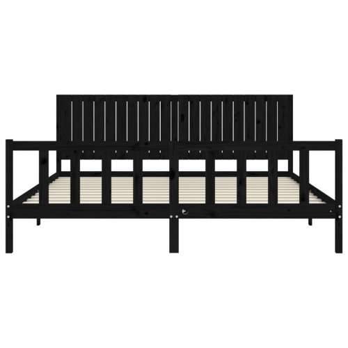 Okvir za krevet s uzglavljem crni 200 x 200 cm od masivnog drva - Crna 200 x 200 cm Cijena