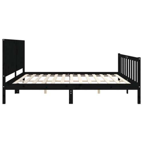 Okvir za krevet s uzglavljem crni 200 x 200 cm od masivnog drva - Crna 200 x 200 cm Cijena