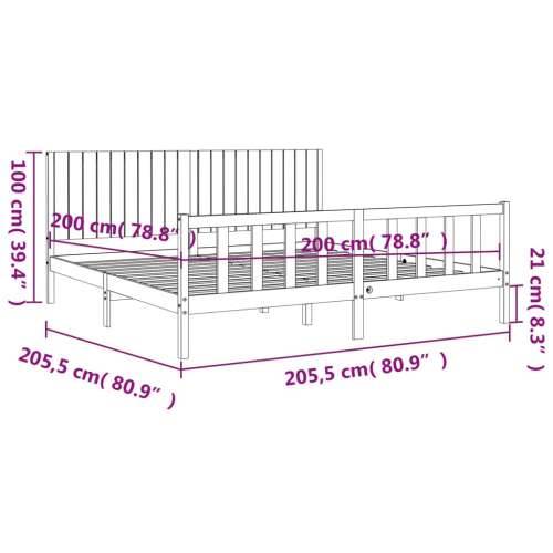 Okvir za krevet s uzglavljem crni 200 x 200 cm od masivnog drva - Crna 200 x 200 cm Cijena
