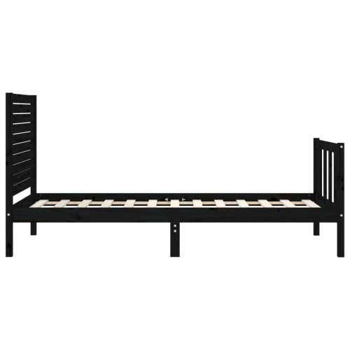 Okvir kreveta s uzglavljem crni jednokrevetni masivno drvo - Crna 75 x 190 cm Cijena