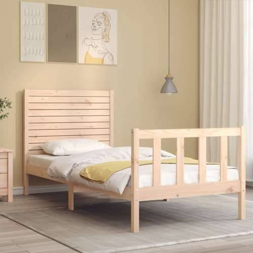 Okvir kreveta s uzglavljem za jednu osobu od masivnog drva - Prirodna 90 x 190 cm Cijena