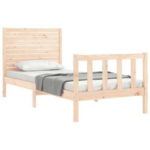 Okvir kreveta s uzglavljem za jednu osobu od masivnog drva - Prirodna 90 x 190 cm Cijena