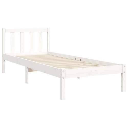Okvir kreveta s uzglavljem bijeli za jednu osobu masivno drvo - Bijela 90 x 190 cm Cijena