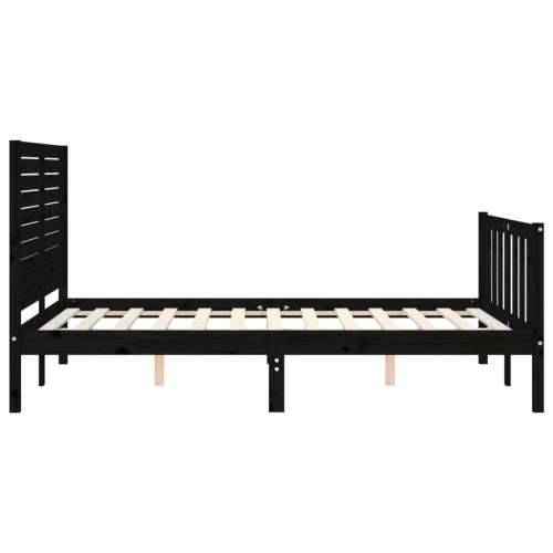 Okvir kreveta s uzglavljem crni 140 x 190 cm od masivnog drva - Crna 140 x 190 cm Cijena
