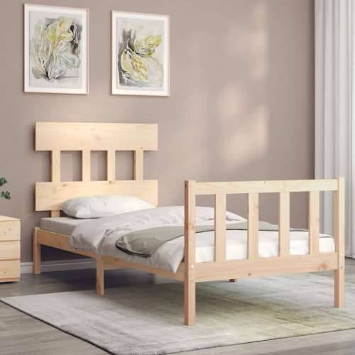 Okvir kreveta s uzglavljem za jednu osobu od masivnog drva - Prirodna 90 x 190 cm s uzglavljem i podnožjem Cijena