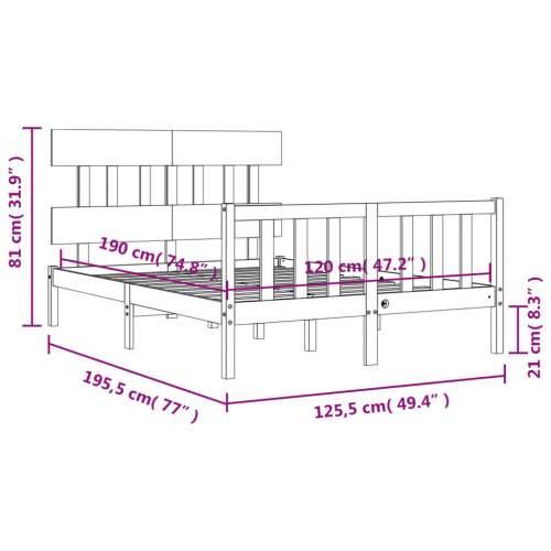 Okvir kreveta s uzglavljem bijeli mali bračni masivno drvo - Bijela 120 x 190 cm s uzglavljem i podnožjem Cijena