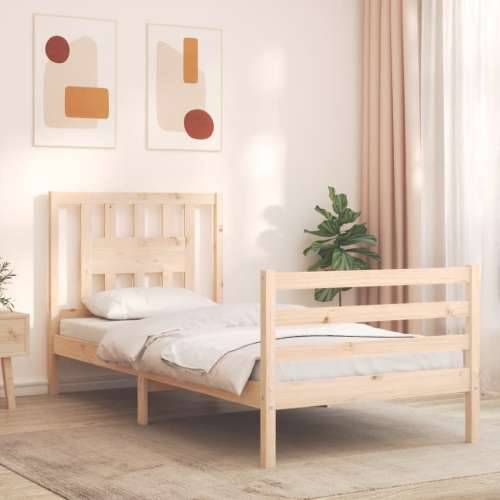 Okvir kreveta s uzglavljem za jednu osobu od masivnog drva - Prirodna 90 x 190 cm Cijena