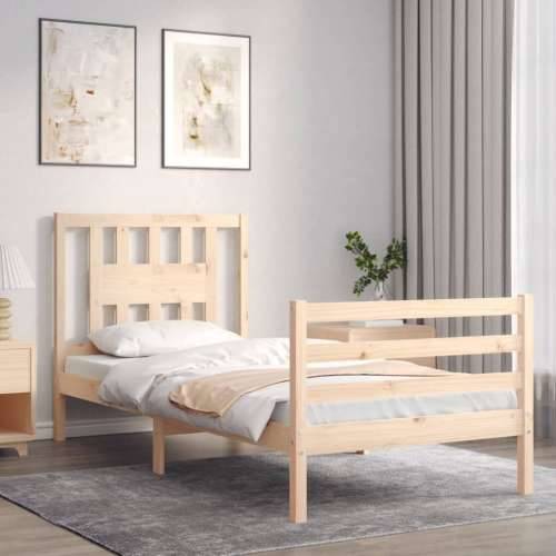 Okvir kreveta s uzglavljem za jednu osobu od masivnog drva - Prirodna 90 x 190 cm Cijena