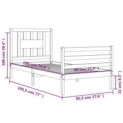 Okvir kreveta s uzglavljem bijeli za jednu osobu masivno drvo - Bijela 90 x 190 cm Cijena