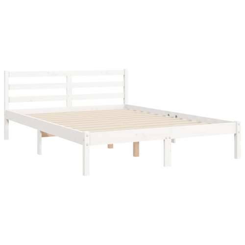 Okvir kreveta s uzglavljem bijeli bračni od masivnog drva - Bijela 135 x 190 cm Cijena