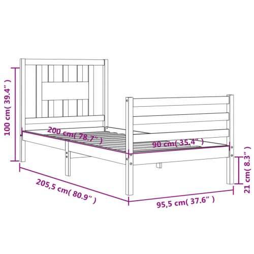Okvir kreveta s uzglavljem 90 x 200 cm od masivnog drva - Prirodna 90 x 200 cm Cijena