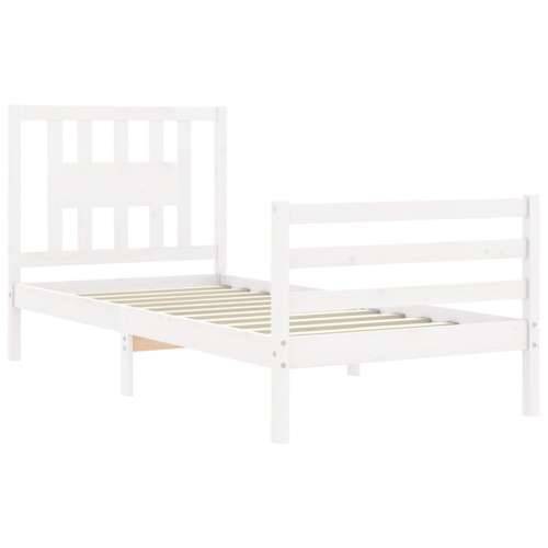 Okvir kreveta s uzglavljem bijeli 90 x 200 cm od masivnog drva - Bijela 90 x 200 cm Cijena