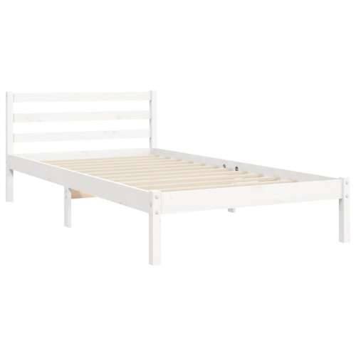 Okvir kreveta s uzglavljem bijeli 90 x 200 cm od masivnog drva - Bijela 90 x 200 cm Cijena