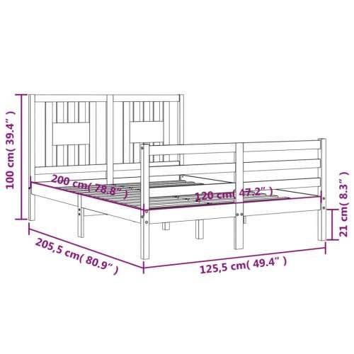 Okvir kreveta s uzglavljem 120 x 200 cm od masivnog drva - Prirodna 120 x 200 cm Cijena