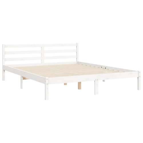 Okvir za krevet s uzglavljem sivi 160 x 200 cm od masivnog drva - Bijela 160 x 200 cm Cijena