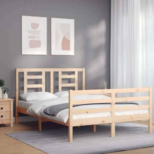 Okvir za krevet s uzglavljem 140x200 cm od masivnog drva - Prirodna 140 x 200 cm Cijena