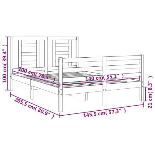Okvir za krevet s uzglavljem 140x200 cm od masivnog drva - Prirodna 140 x 200 cm Cijena